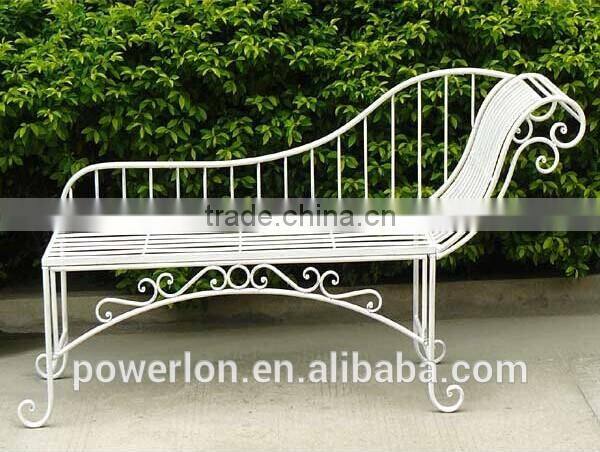 Ornate Wrought Iron garden Bench Shabby Chic Antique White