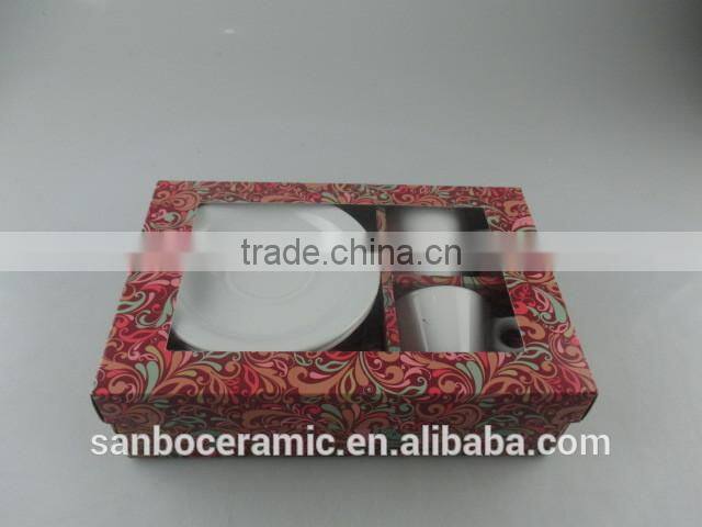 Stock Middle East White Porcelain Coffee Cup for espresso,Tea Cup Set with Gife Box