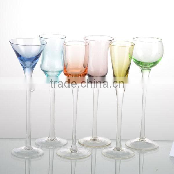 60-86ml top grade 6 colorful mini wine shot glass set