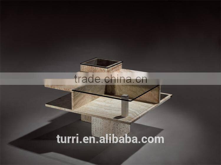 Italy Modern High Quality Square Travertine Base Coffee Table