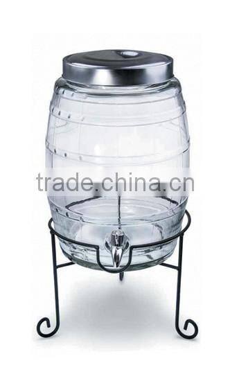 china big capacity 12L clear glass home drink dispenser with iron stand