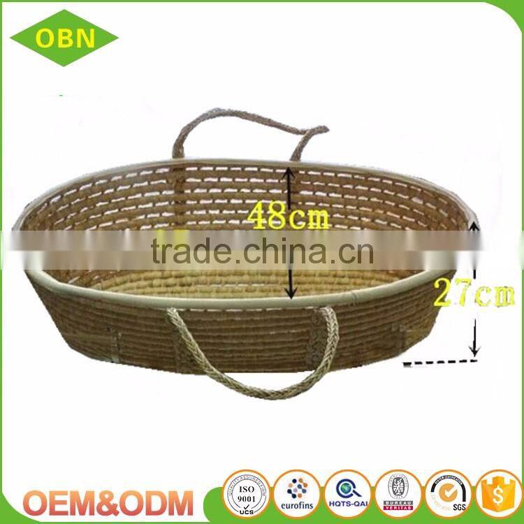 Wholesale China 100% handmade eco-friendly maize baby mose basket with handles