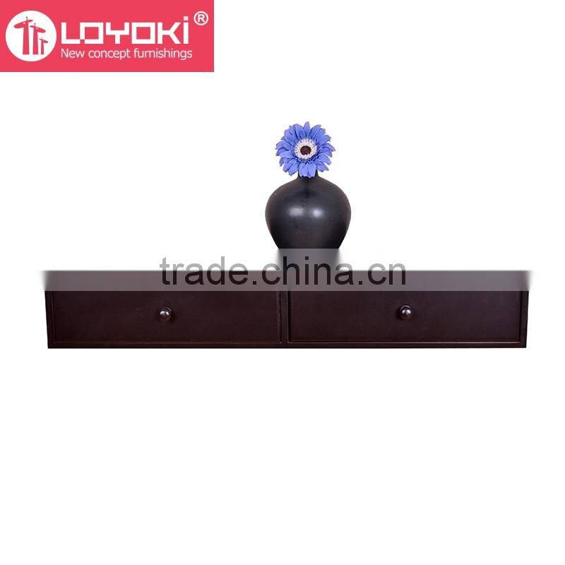 New design MDF wood organizer wall decoration Floating Wall Mounted Multipurpose floating Shelf with 3 Drawers