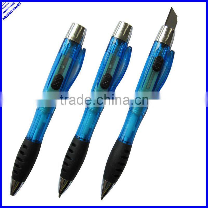 Multi functional promotional ball pen with knife