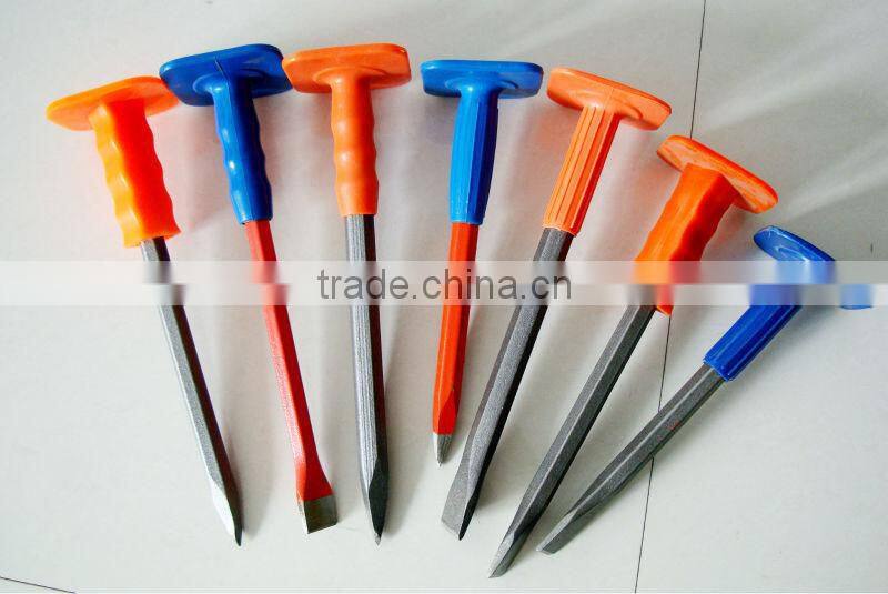 Cold chisel with antiskid rubber grip