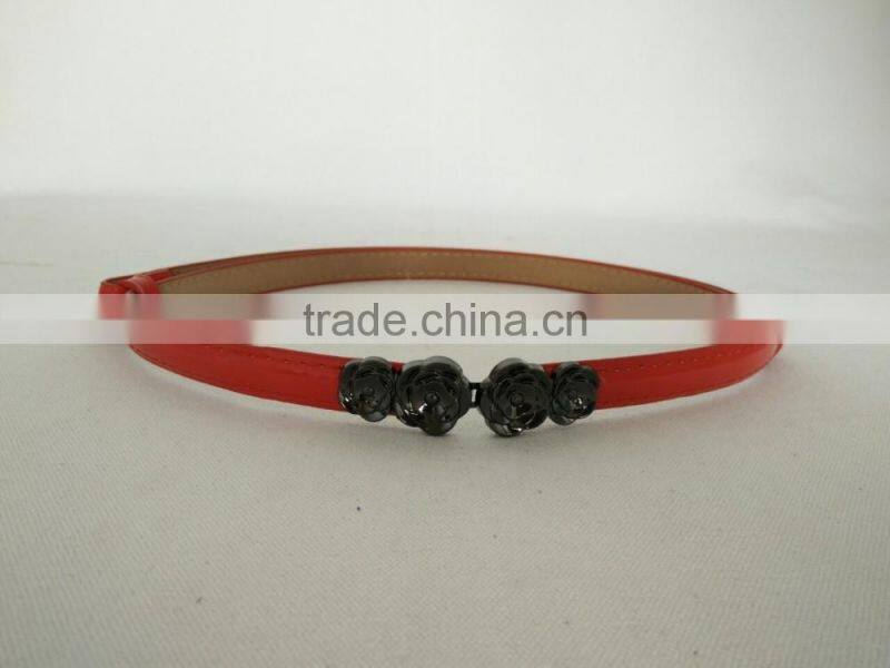 Wholesale adjustable flower pattern buckle sex women lady thin PU waist belt