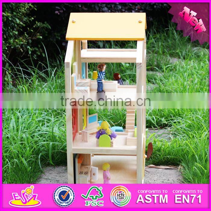2016 new design baby wooden doll house, top fashion kids wooden doll house, educational children wooden doll house W06A155