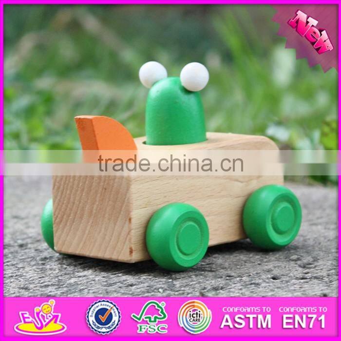 2017 New products funny frog car children toy wooden animals W04A323