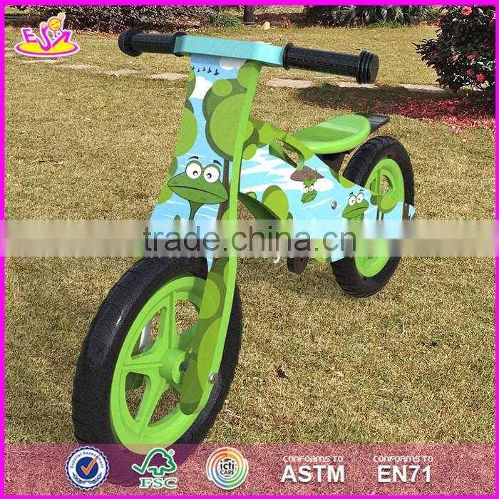 2017 New design original work cartoon wooden balance bike without pedals for toddlers W16C175