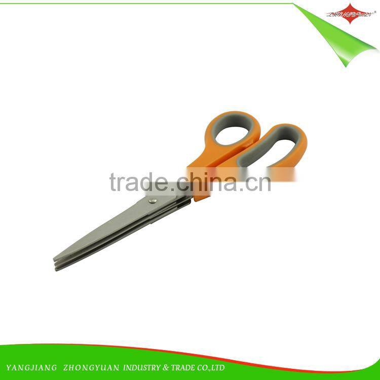ZY-J8002 Stainless steel 3 blades herb scissors blade kitchen scissors with soft handle
