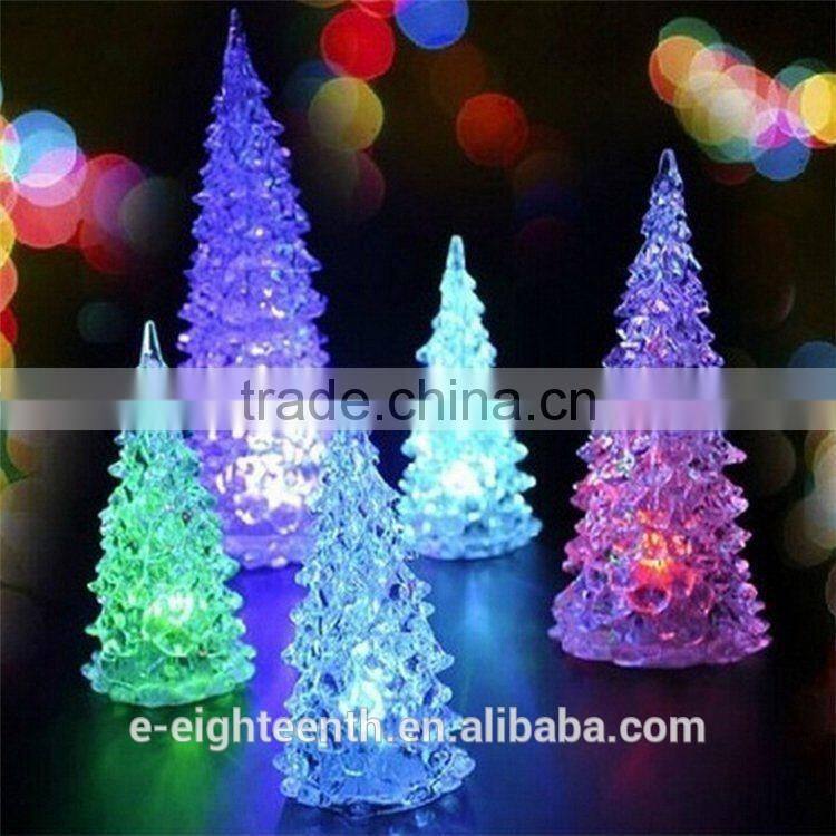 Mini Color Changing Icy Crystal LED Christmas Tree Decoration Light Night Light