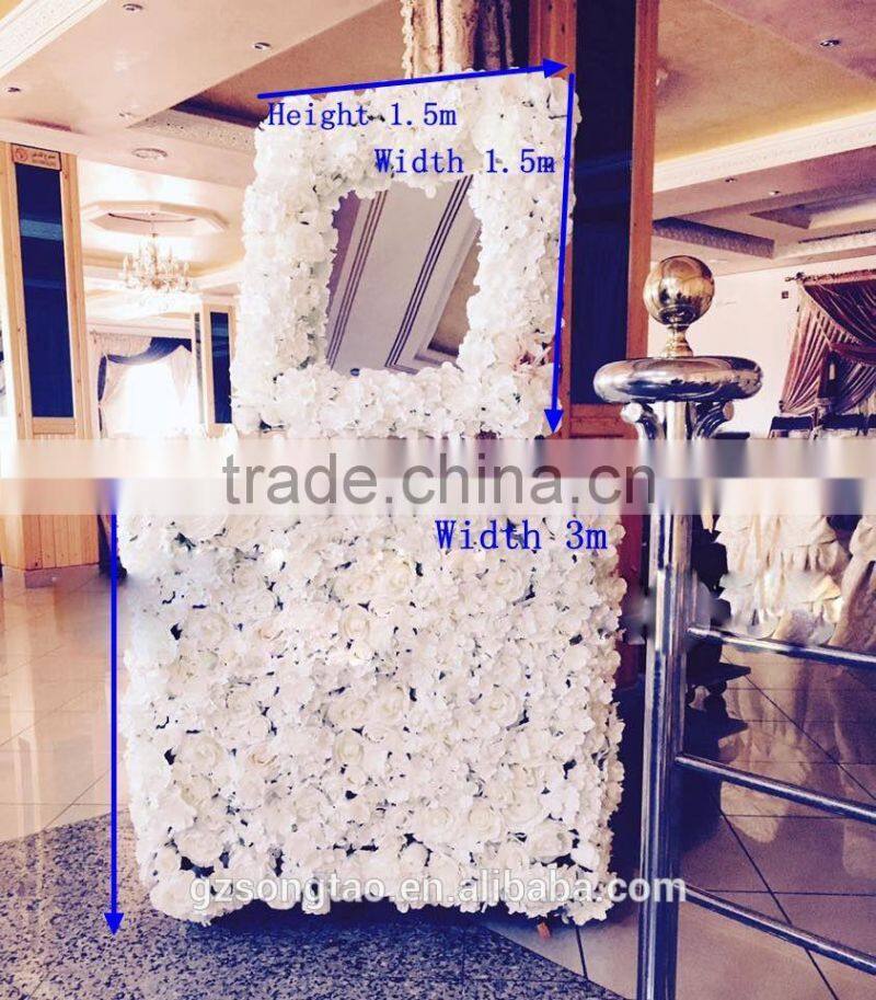 artificial flower for wall decoration/ SongTao 20160802 wholesale rose flower wall artificial white flower wedding