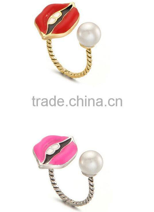 wholesale fashion jewelry Lips shape finger ring set midi ring set