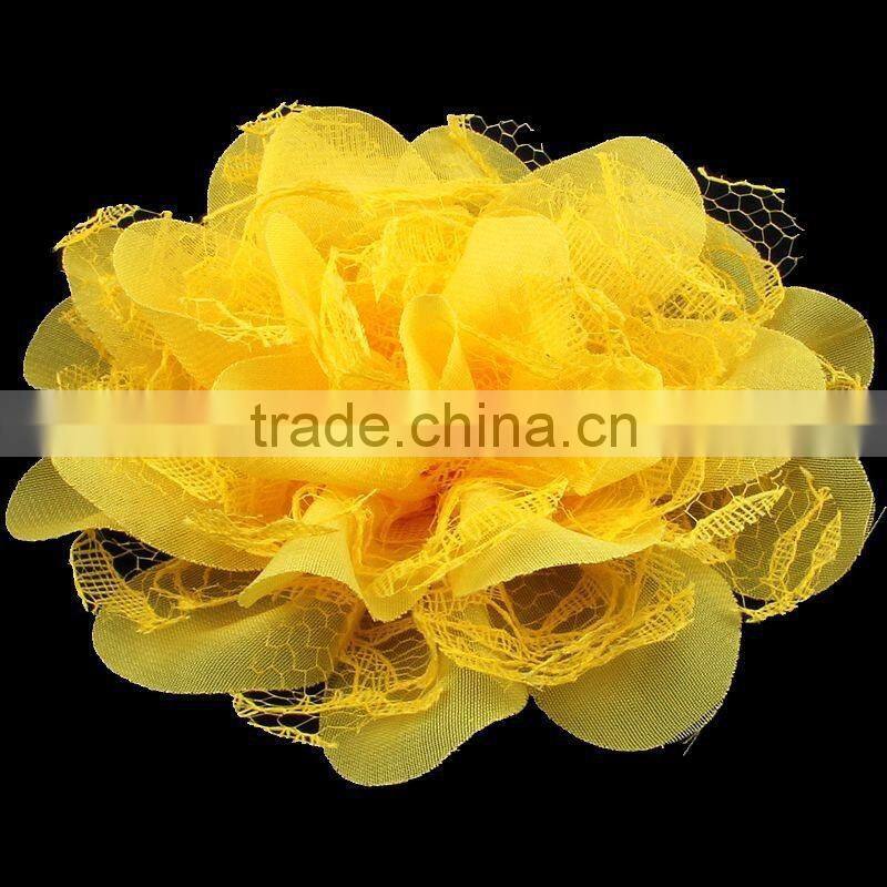 chiffon and lace flower clip for kids hair accessories for baby girl