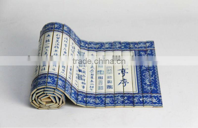blue and white bamboo slips
