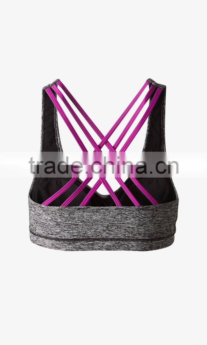 2016 Fashionable Marled Sexy Stripe Sport Bra HST8022