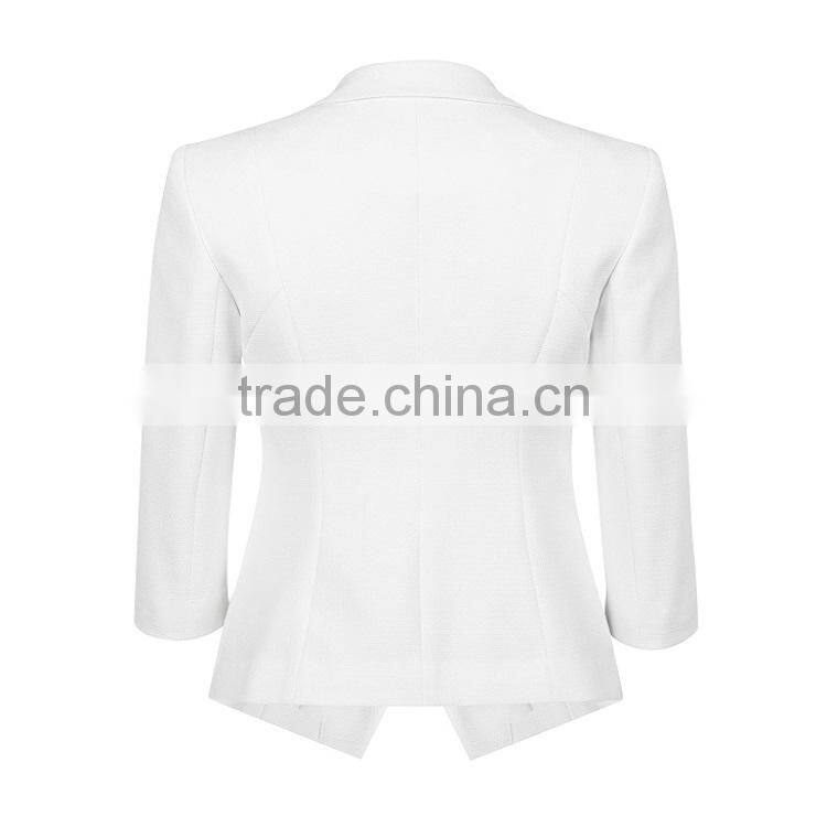 Newest design lady suit ,high qualiy business suit tuxedo for women ,3/4 sleeve suit fabric for wholesale