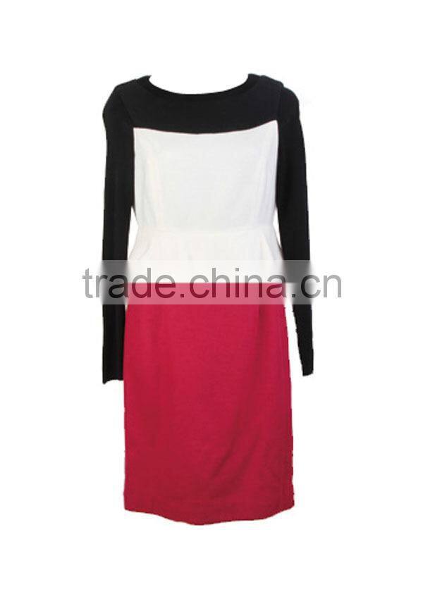 Promotional High Praise Good Design Famous ladies' contrast colored red carpet dresses with long sleeves