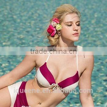 new contrast color three piece swimsuit sexy bikini beachwear
