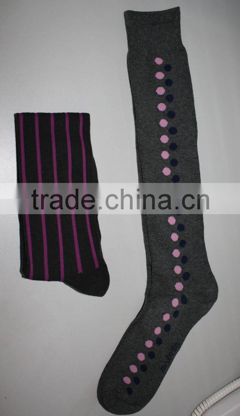 fashion combed cotton jacquard knee high socks