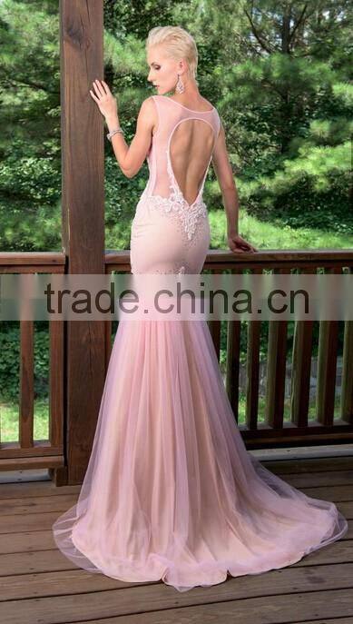 sexy backless mermaid lace prom evening dress for young girls