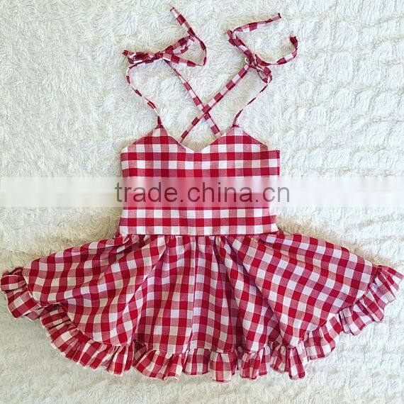 2017 wholesale lovely plaid kids clothes new fashion party frocks designs children girl dress