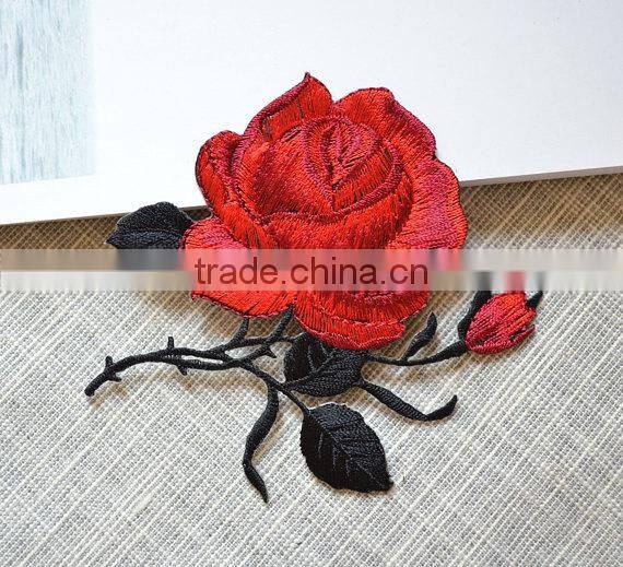 2017Custom Iron Patches Clothing Embroidered 3D Flower Embroidery Patch Manufacturers