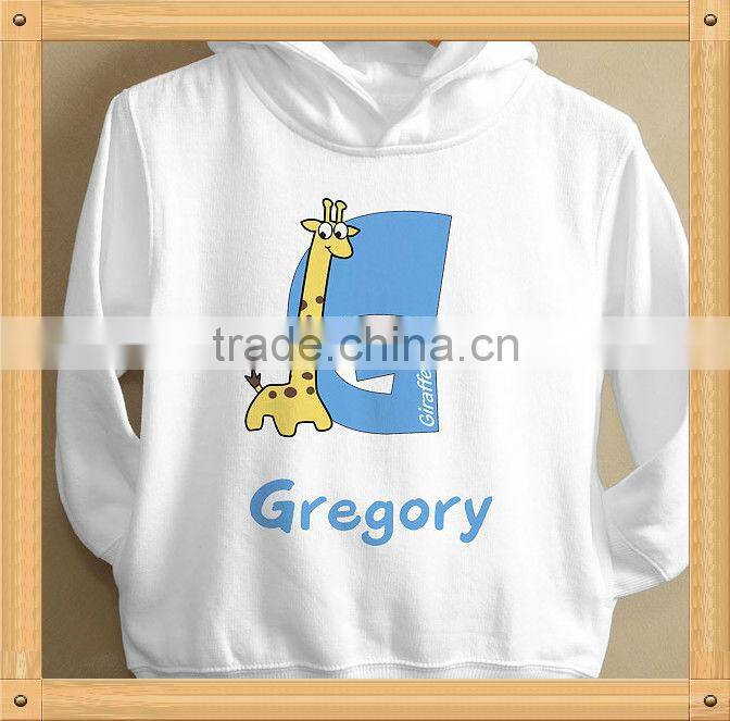 100%cotton printing soft white plain kids hooded sweatshirt oz wholesale China