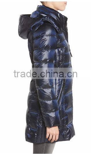 Convertible Stand Collar Stylish Ladies Elegant Long Padding Quilting Jacket For The Winter