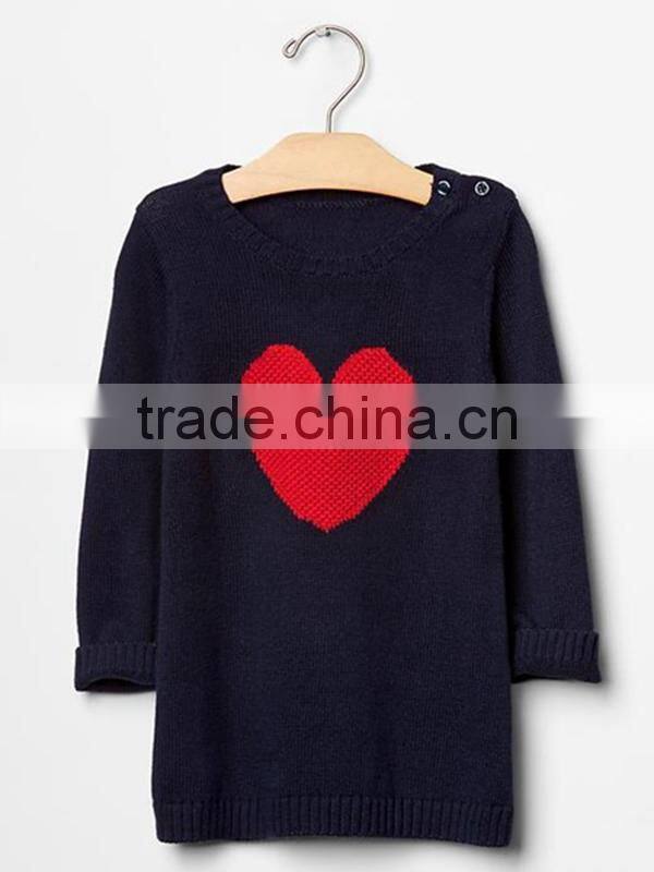 Intarsia heart pattern sweater dress