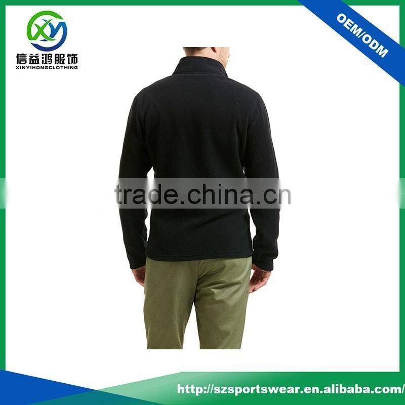 Popular style OEM custom black color polar fleece pullover jacket / sweatshirt hoodie for men