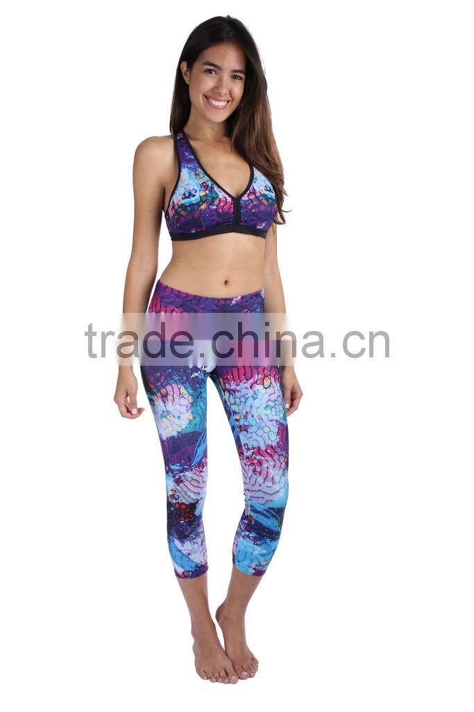 Sexy capri tights cheap colorful leggings women flowery leggings