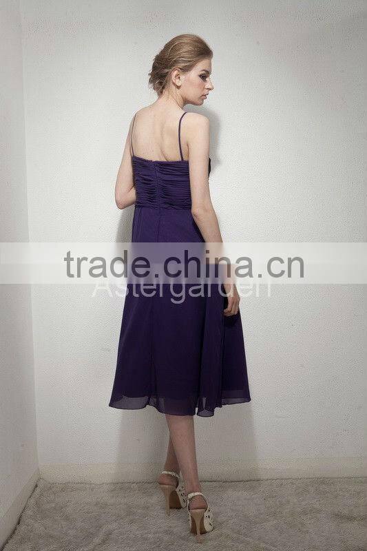 2017 Factory Direct Real Photo A-line Bridesmaid dresses straps knee-length chiffon evening dress short party dress AS260