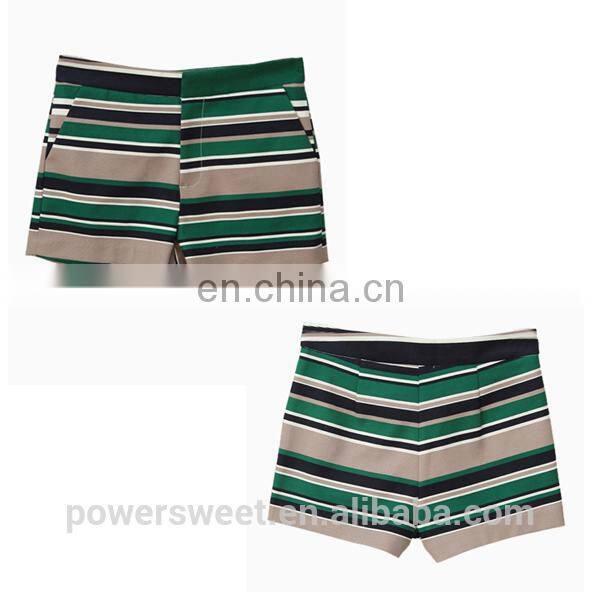 Horizontal Stripes Ladies Casual Shorts
