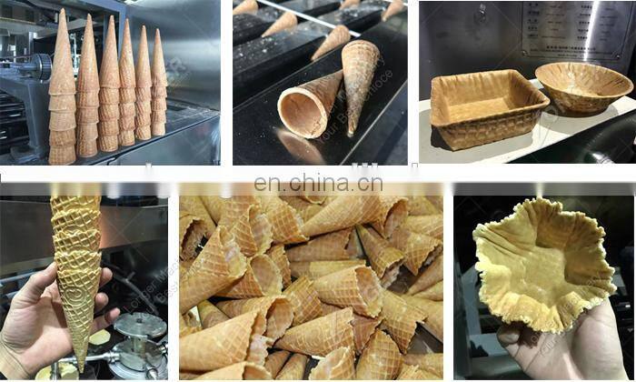 High Efficiency Full Automatic Snow Rolled Sugar Waffle Cone Production Line Rolled Baking Rolling Ice Cream Cone Making Machine