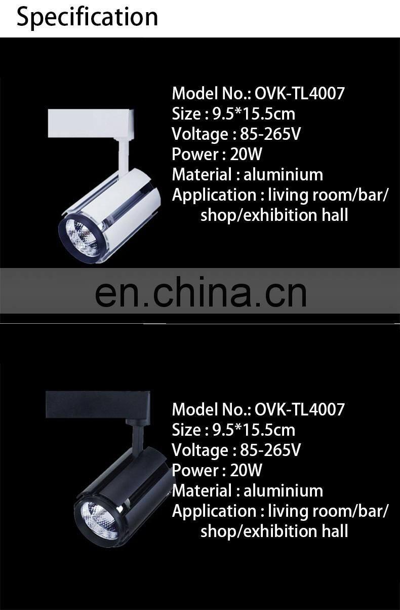 clothing store track spot light 20w warm white led track light for exhibition hall