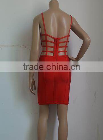 Summer dress Wholesale high quality sey and elegant fashion Ladies cutout strap black white red blue evening party bandage dress