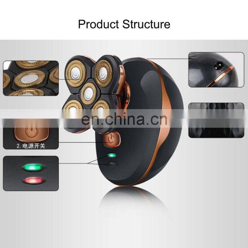 2020 New Model Waterproof Rotary Razor Beard Clipper Hair Trimmer Face 5 Headed Electric Shaver Razor Rechargeable Male Usb OEM