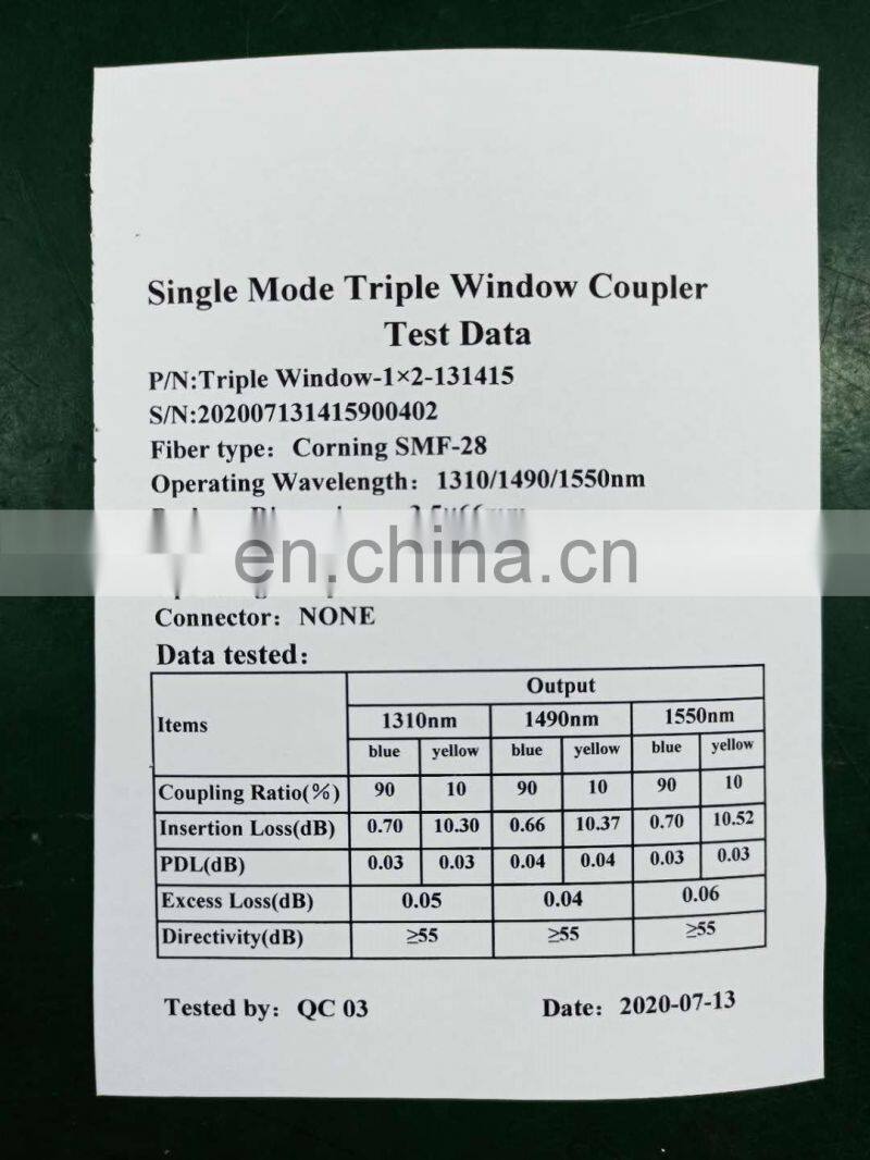 fiber optic equipment CATV 20/80 1*2 FBT coupler splitter