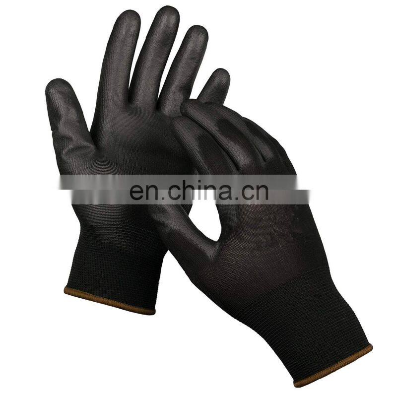 4131 Ultra-thin Black Work Glove Polyurethane Palm Coated PU Dipping Inspection Gloves