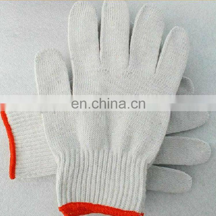 China working gloves dotted cotton knitted glove white