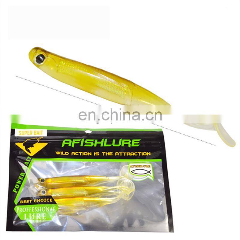 Amazon 3pcs/lot 5g 105mm T Tail Soft Fish Swim baits Plastic Artificial PVC Soft Lures Fish 3D Rainbow Hollow Fish Bait
