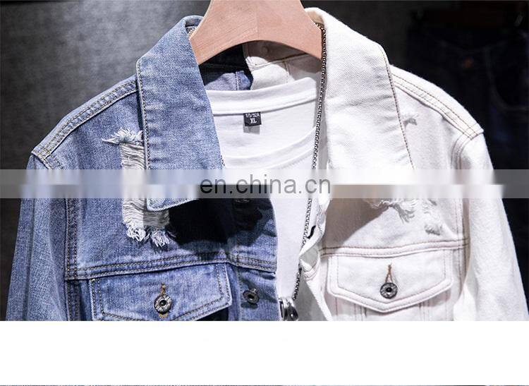 ustomized plus size men's jackets Korean style slim casual color matching male hip-hop denim jacket