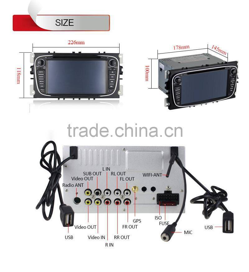 DOUBLE DIN ANDROID 4.4 CAR AUDIO CAR DVD FOR FORD FOCUS MONDEO S-max Kuga with WIFI,BT,SWC,1080P Video Playback,3G Optional