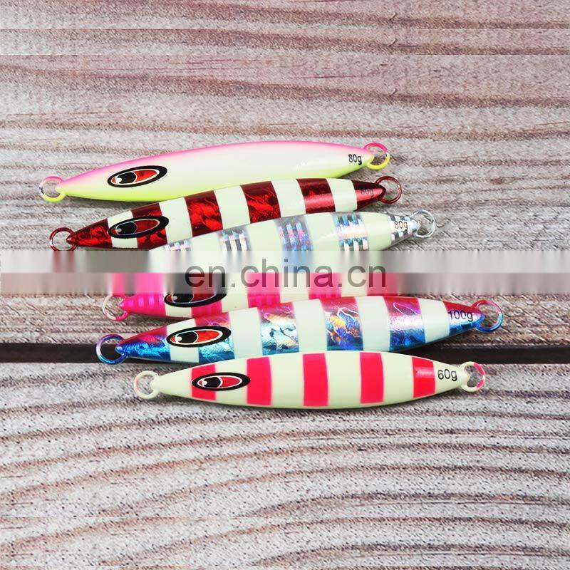 JOHNCOO 60G 80G 100G Jigging Lure Lead Jig Mental Luminous Lure Fishing