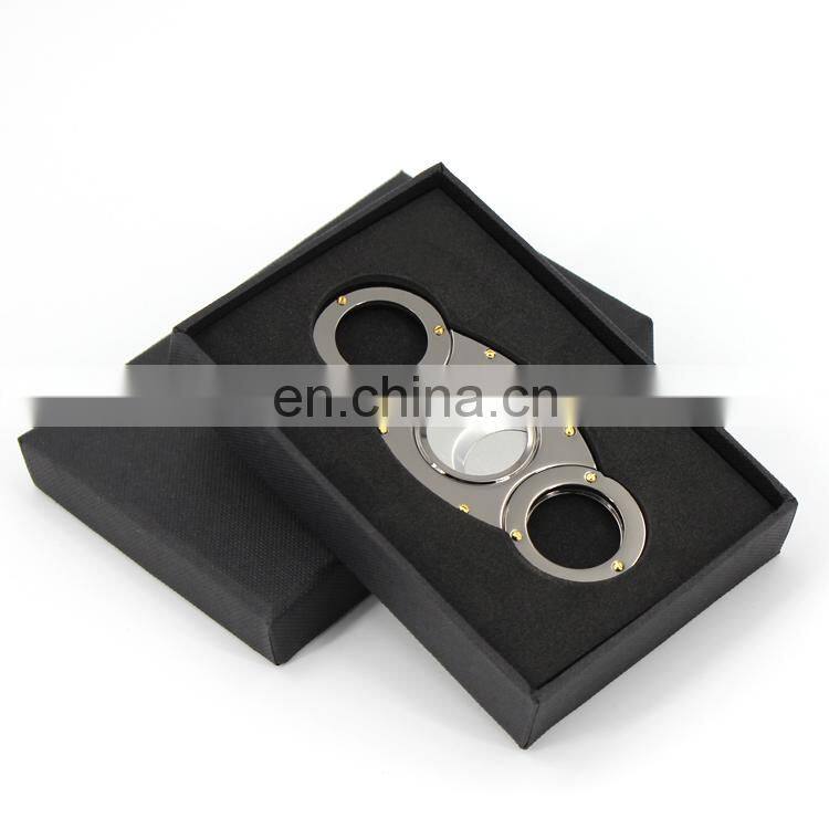 Wholesale high quality Stainless steel double blade free custom logo cheap cigar cutter