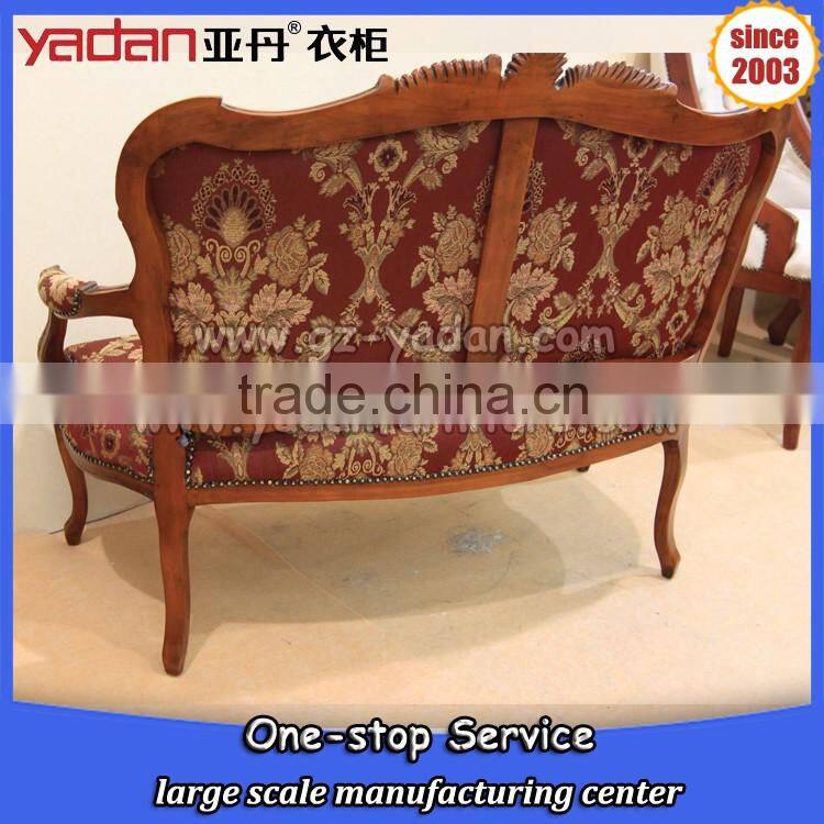 Antique birch wood loveseater chair with Beautiful carving and fabric