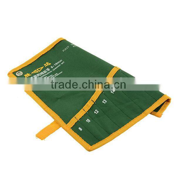 Portable Folding Roll Up Tool Bag 8 Pocket Green Polyester Spanner Plier Wrench Storage Tool Roll Pouch