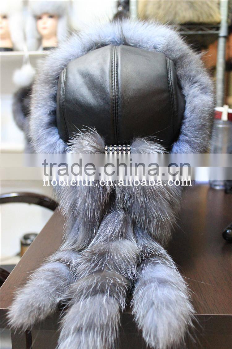 stylish silver fox Hats genuine leather Princess Headwear