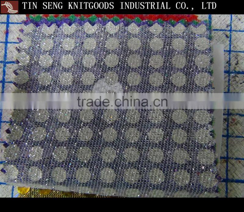 American knit with 6mm spangle polka dot mesh fabric